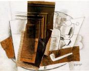 乔治 勃拉克 : Bottle, Newspaper, Pipe, and Glass